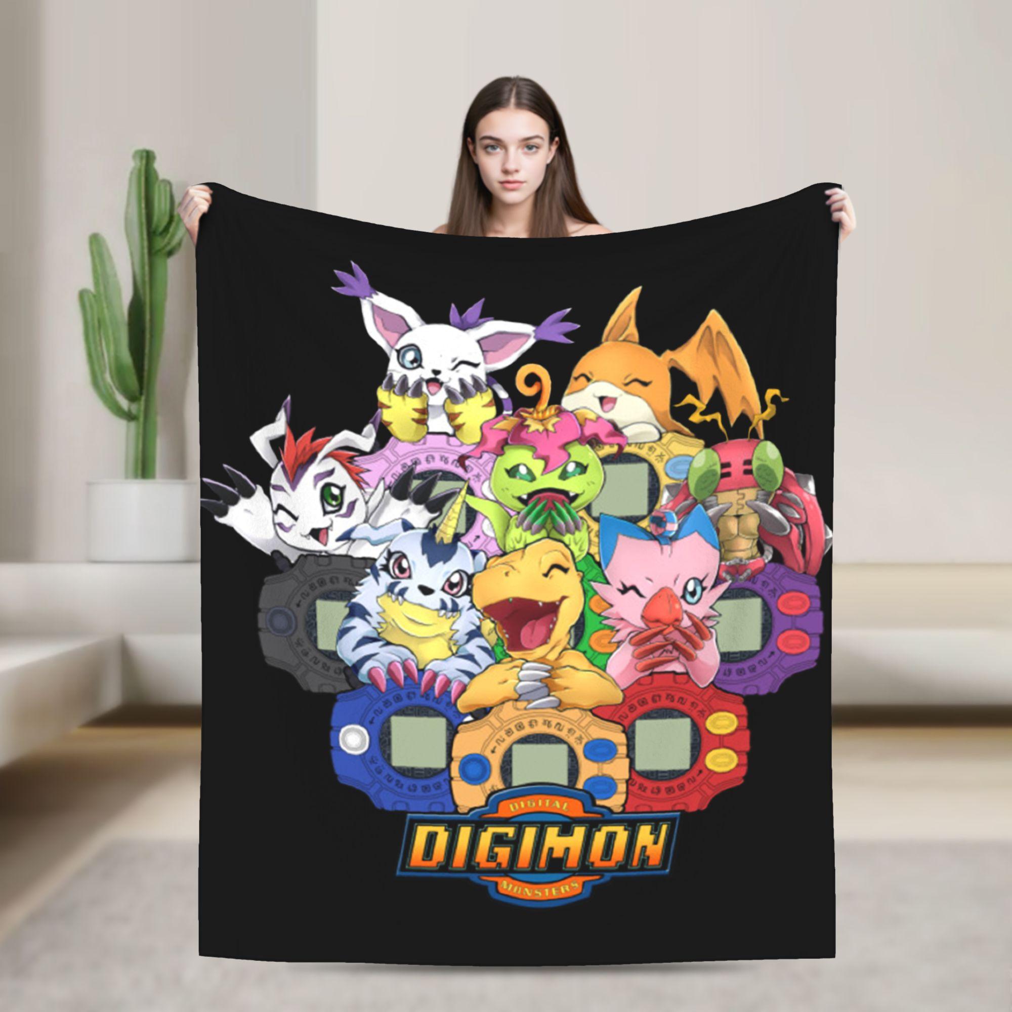 

Digital Light Knitted Blanket Fleece Digimon Nostalgic Anime Super Warm Throw Blanket for Bed Bed Rug 75x90cm