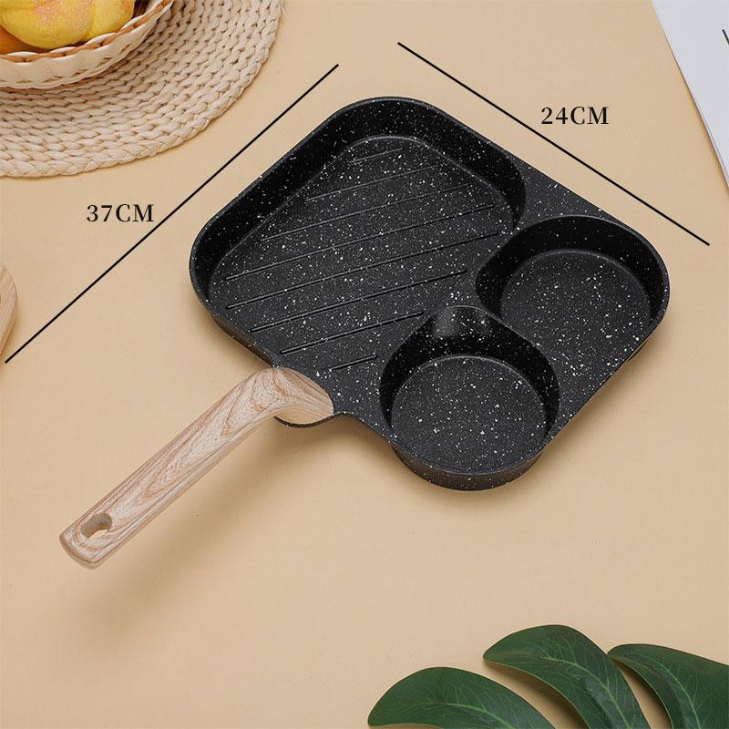 Large 3-In-1 Divided Breakfast Frying Pan Nonstick Egg Omelette Grill Pan Steak Pan Skillet Hamburger Bread Cooking Utensils