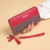 1pc Korean-Style Women'S Wallet with Tassel Wristlet Faux Leather, Zipper Closure, Key Compartment, Mobile Phone & Card Holder