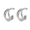 Trendy Titanium C-Shaped Stainless Steel Twisted Wire Earrings