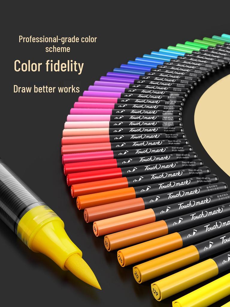 Taichi Touchmark Black Liquid Acrylic Marker for Elementary Art - Soft Tip Pen