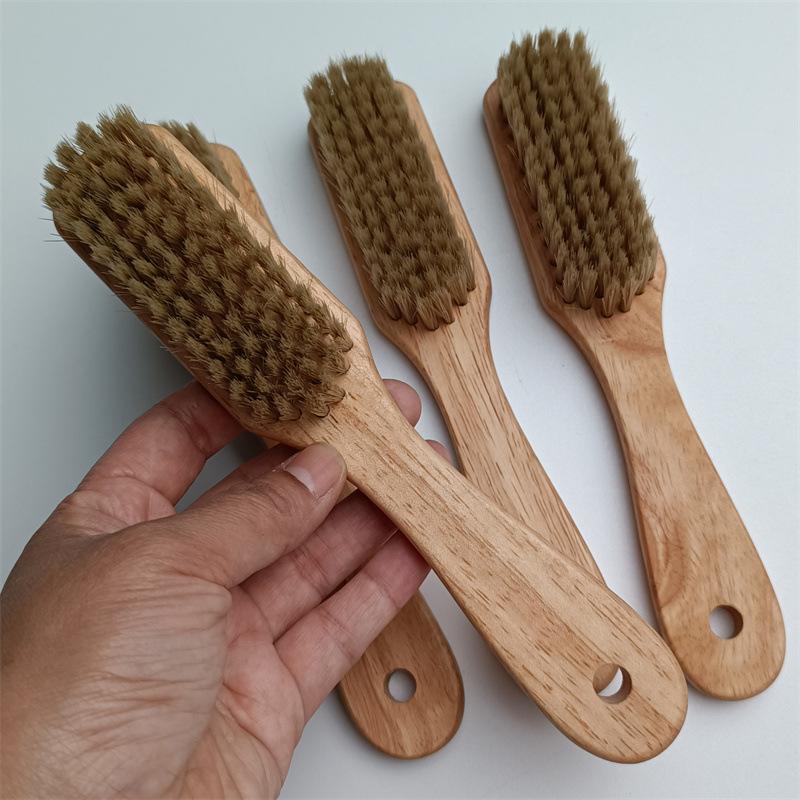1pc Heavy-Duty Recycled Wooden Shoe Brush with Natural Bristles - Gentle Cleaner & Polish Applicator for Sneakers,Boots,Jewelry