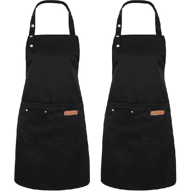 2 Pack Kitchen Aprons for Women, Adjustable Cooking Aprons for Women with Pockets, Waterproof Chef Aprons