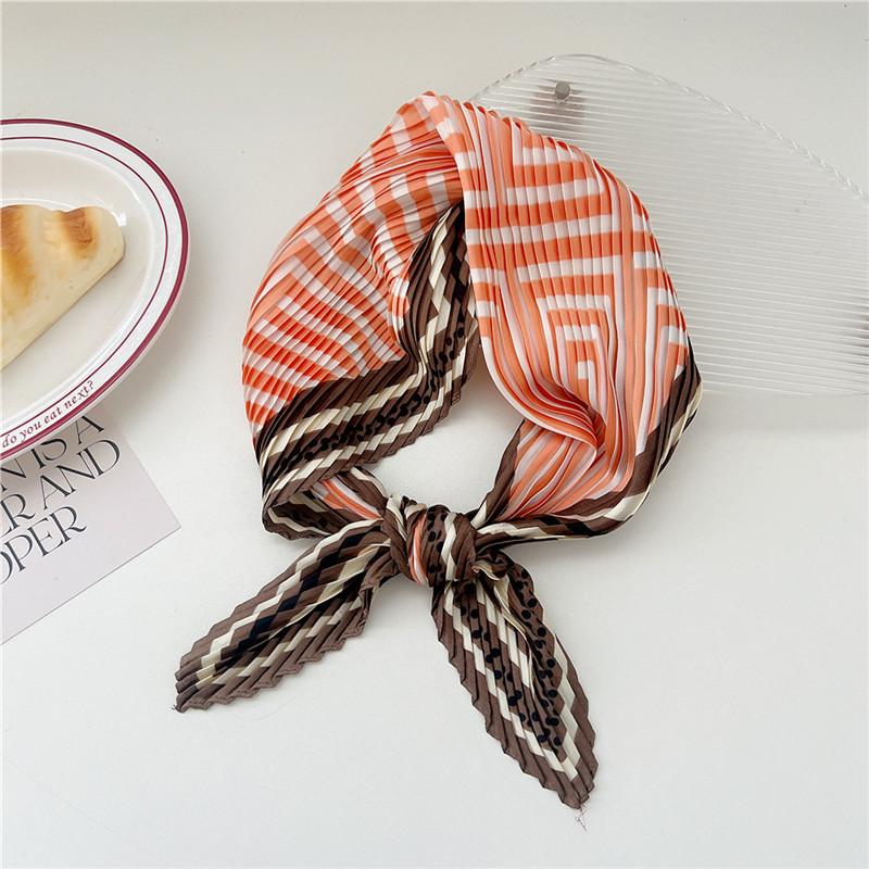 70cm Crumpled Scarf Kerchief Print Square Scarves Women DIY Hair Band Ribbon Headscarf Bandanas Headband Neck Wraps Neckerchief