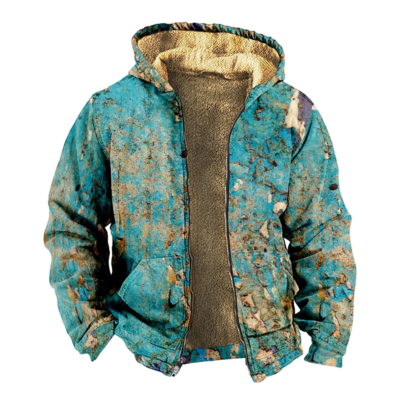 

Мужской индивидуальный повседневный свитер на молнии с длинным рукавом и принтом, толстый хлопковый костюм, зимний костюм XXL синий