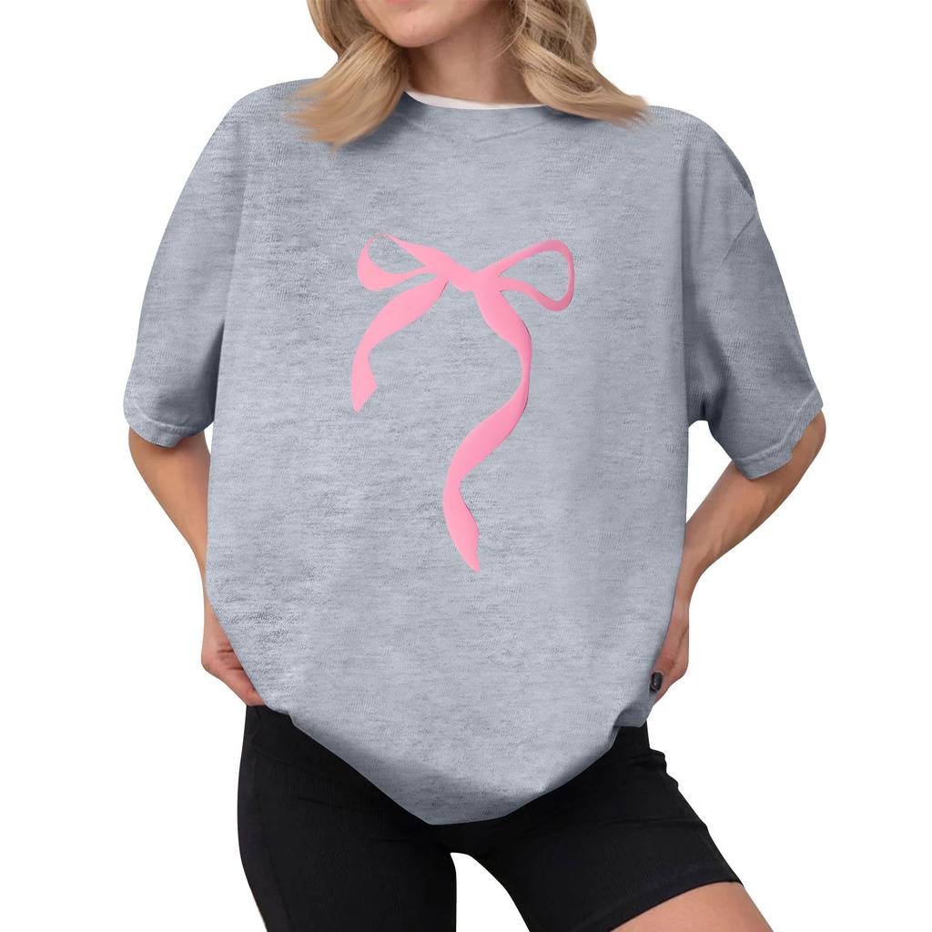 Women's Casual Printed T-Shirt Round Neck Pullover Short Sleeve Top