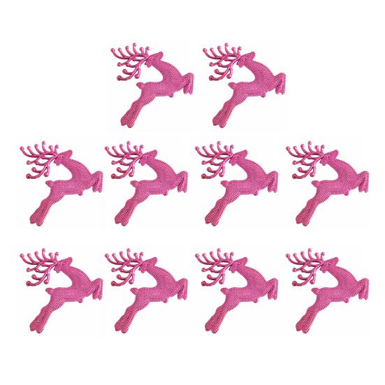 10Pcs Plastic Reindeer Hanging Ornaments Christmas Tree Glitter Elk Decorations Holiday Party Xmas Gifts