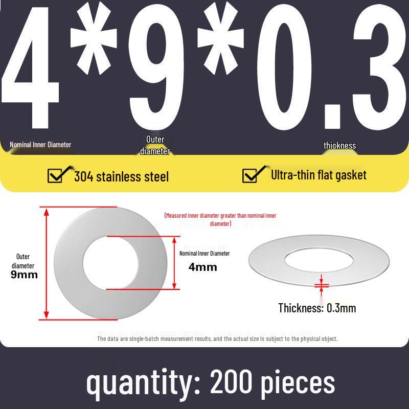 Plochá podložka z nerezové oceli 304 pro nastavení vůle hřídele (0,1/0,2/0,3 mm)