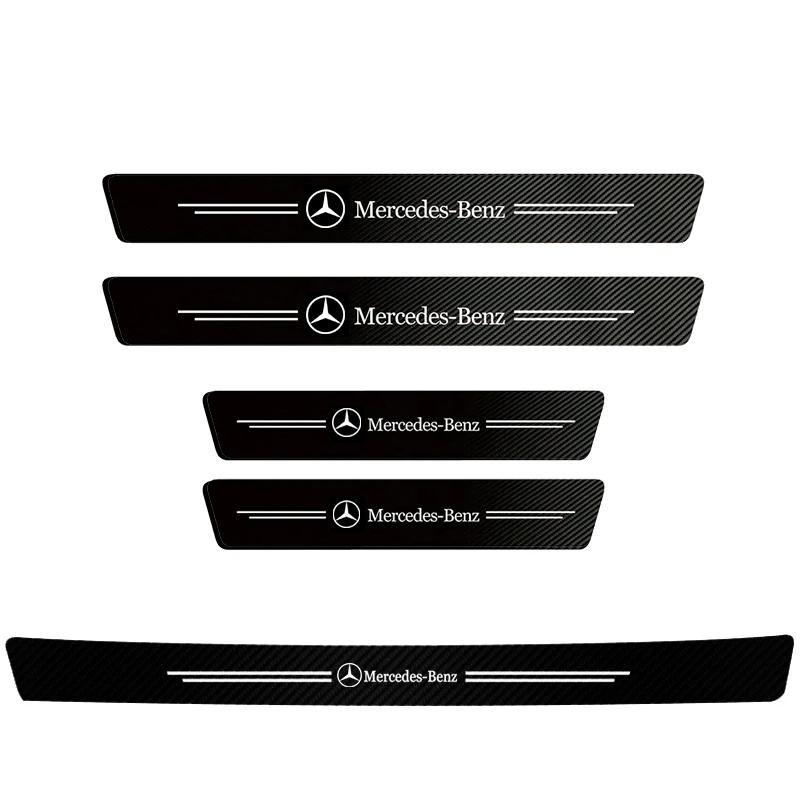 XKD1   1/4/5Pcs Carbon Fiber Car Door Sill Protector Stickers For Mercedes Benz CLS A200 GLK CLK A260 GLC Interior Mouldings MKTTZ-BENN