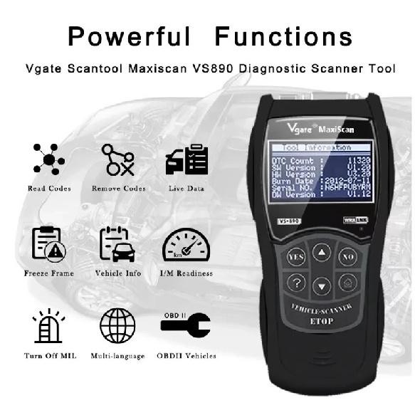 2026 Newest Maxiscan Vgate VS890S OBD2 Diagnostic Scanner VS890 Vgate SCAN Tool VS 890 CAN-BUS Multi-Languages Car Code Reader