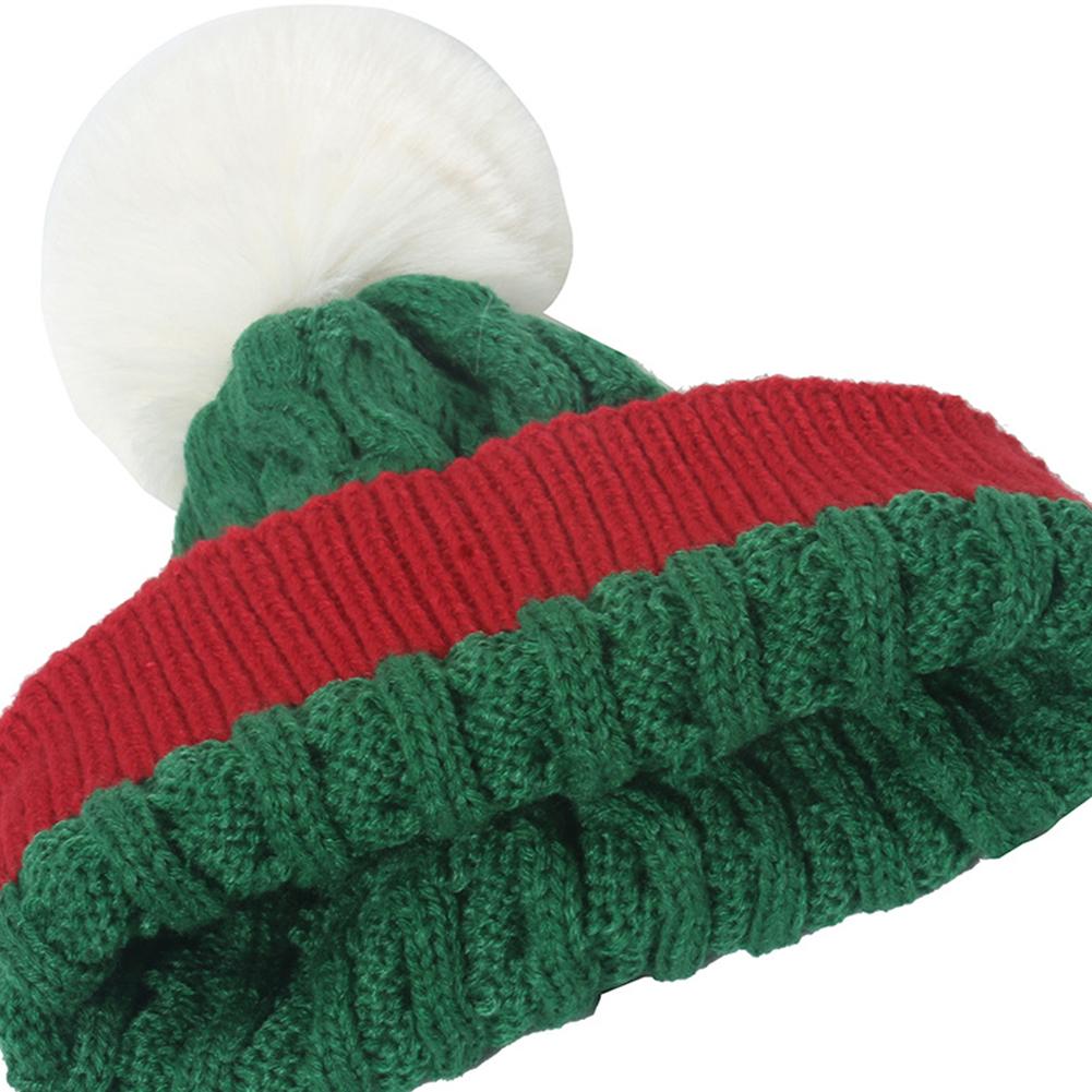 100% Acrylic New Red And Green Stitching Wool Hat Foreign Trade Holiday Wild Knitted Hat Christmas Hat Women