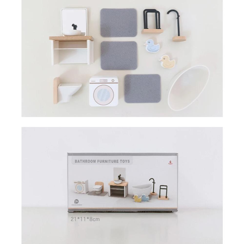 Puppenhaus Miniatur Zubehör Wald Familie Zuhause Möbel Kollektion Set Küche Kochtöpfe für Kinder Mädchen Geschenk Ins