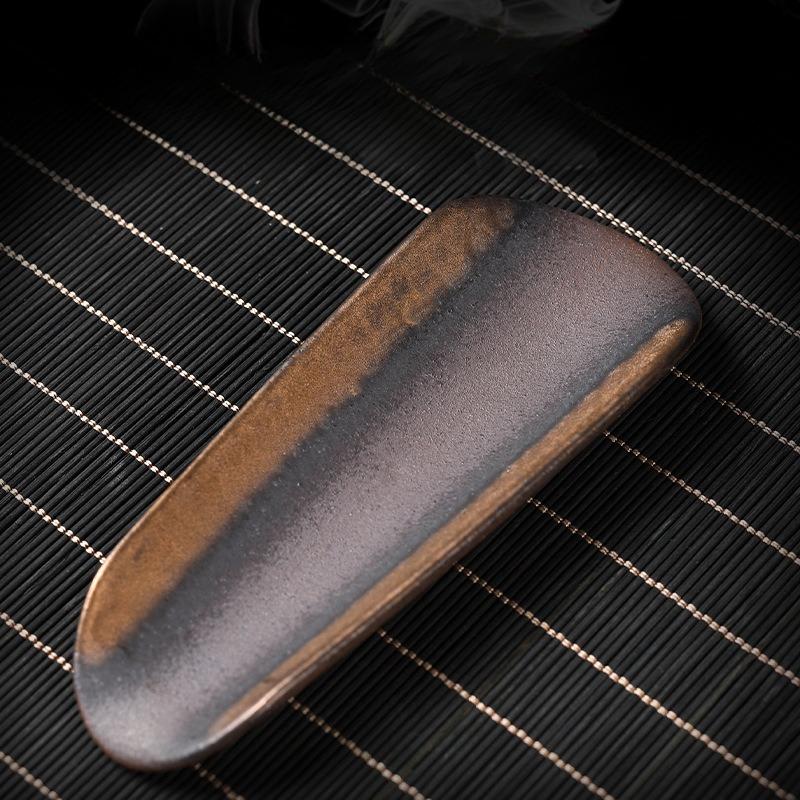 

Vintage gilded coarse pottery handmade ceramic household teaspoon, tea pick, and Zen - style kung - fu tea set accessories