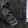 Tide Men's Denim Jacket - European & American Slim Fit, Turn-Down Collar, Black Spring/Autumn Casual Style