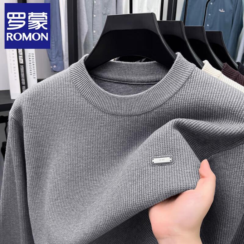 ROMON Men's Round Neck Thick Warm Knit Sweater