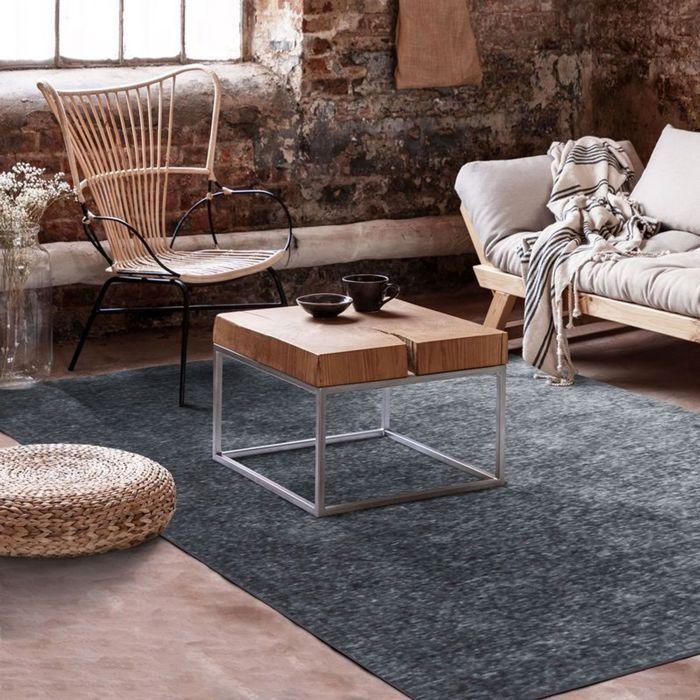 Vintage Textured Living Room Rug Ash Blue 120x170