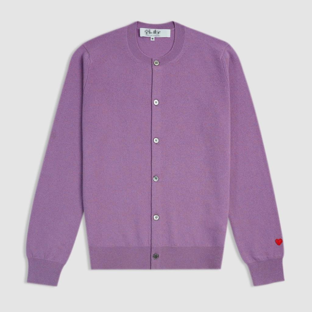 Women's Slim Fit Japanese-Style Wool Cardigan with Embroidered Peach Heart