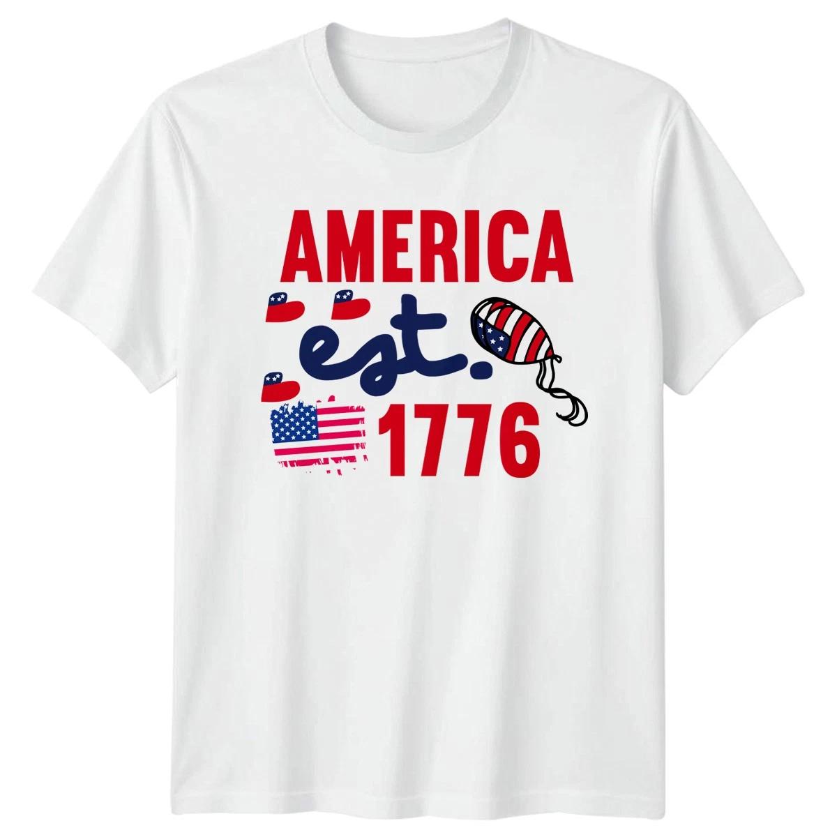 AMERICA Est 1776 American History Patriotism Mens Womens Graphic T-Shirt L