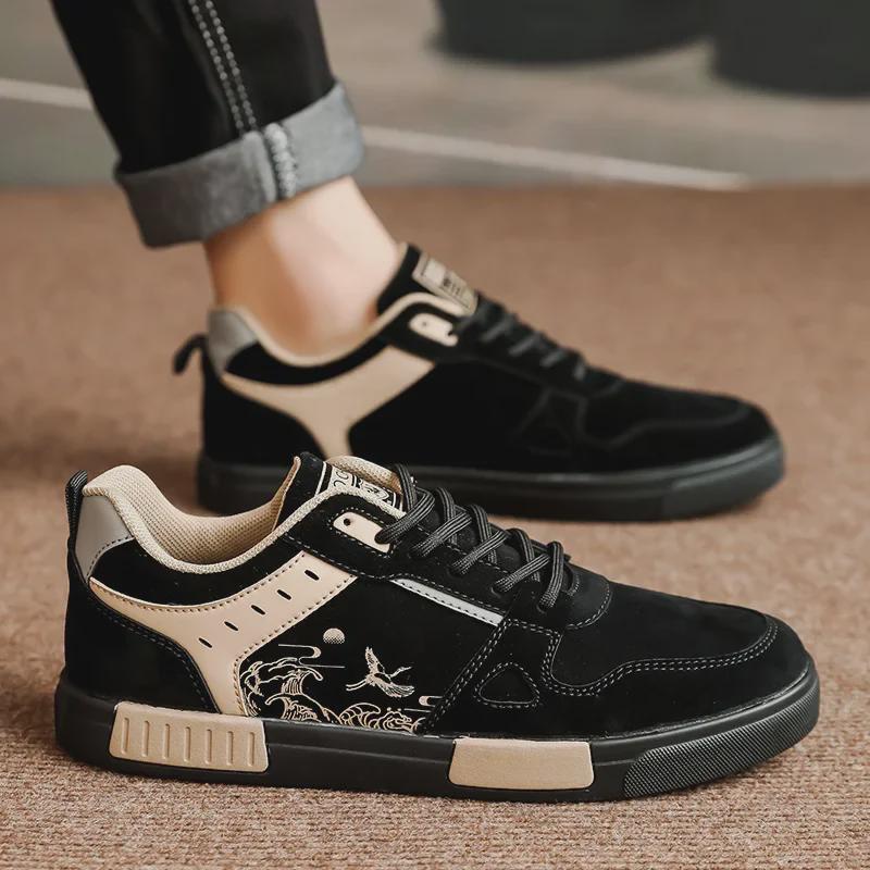 4647 Scarpe Casual da Uomo alla Moda Taglia Larga con Inserti in Camoscio - Calzature Sportive per Tutte le Stagioni