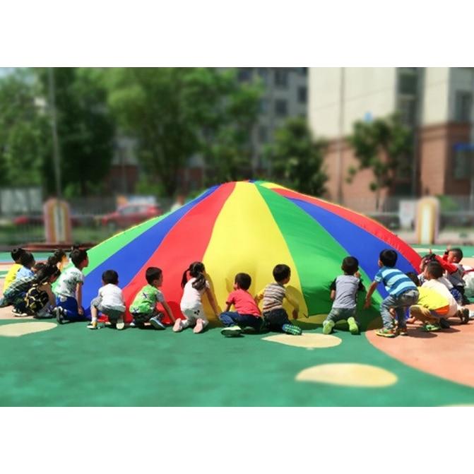 Parachute de jeu arc-en-ciel de 4 mètres pour enfants, Jouet d'activité de groupe en plein air, Jeu de parachute pour préscolaires, Fêtes, Cours de gymnastique, Matériau en nylon