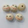 100pcs Wood Balls with Hole 20mm Smiling Face Head Ball Natural Wood Craft Bead for DIY Jewelry Making Macrames Handmade