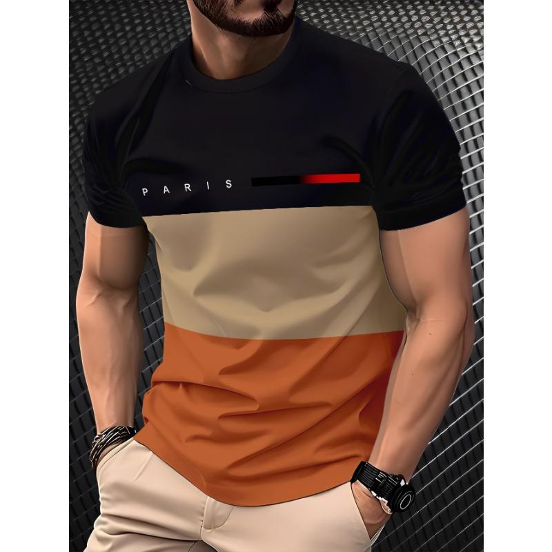 

Мужская летняя повседневная футболка с коротким рукавом и круглым вырезом, модная, универсальная, с цветными блоками 6xl