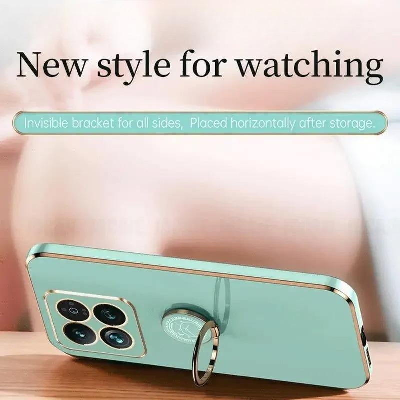 Glossy Plating Ring Holder Case for Xiaomi 17T 15T Pro Soft Silicone Lanyard Lens Protection Cover For XIAOMI MI17T Pro 15Tpro