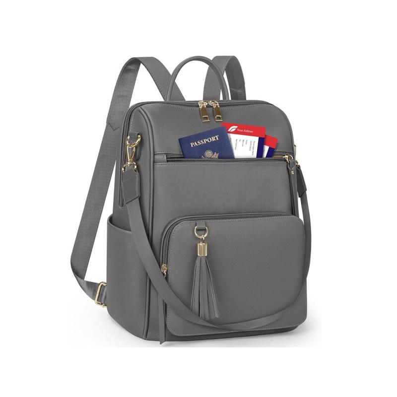 Женский дорожный рюкзак Водонепроницаемый Противоугонный Модный Повседневный Школьный рюкзак Трансформируемый Наплечный Рюкзак с бахромой для путешествий серый