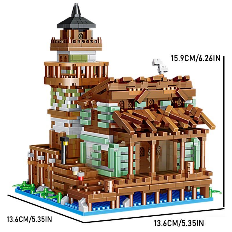 Architectural Building Blocks City Series Fishing Village Cottage Country House Model Kids Toy Gift Boys Girls