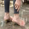Fashion 2025 Summer New Women's Stiletto Sandals Party Sexy Women's High Heels Furry Shoes Plus Size 43 Women's Slippers