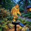 Lampada Solare da Giardino Resistente alle Intemperie, Statua Drago Selvaggio, Scultura Uomo Primitivo, Lanterna Luce Calda Resina Decorazione Notturna da Esterno per Patio Giardino Cortile