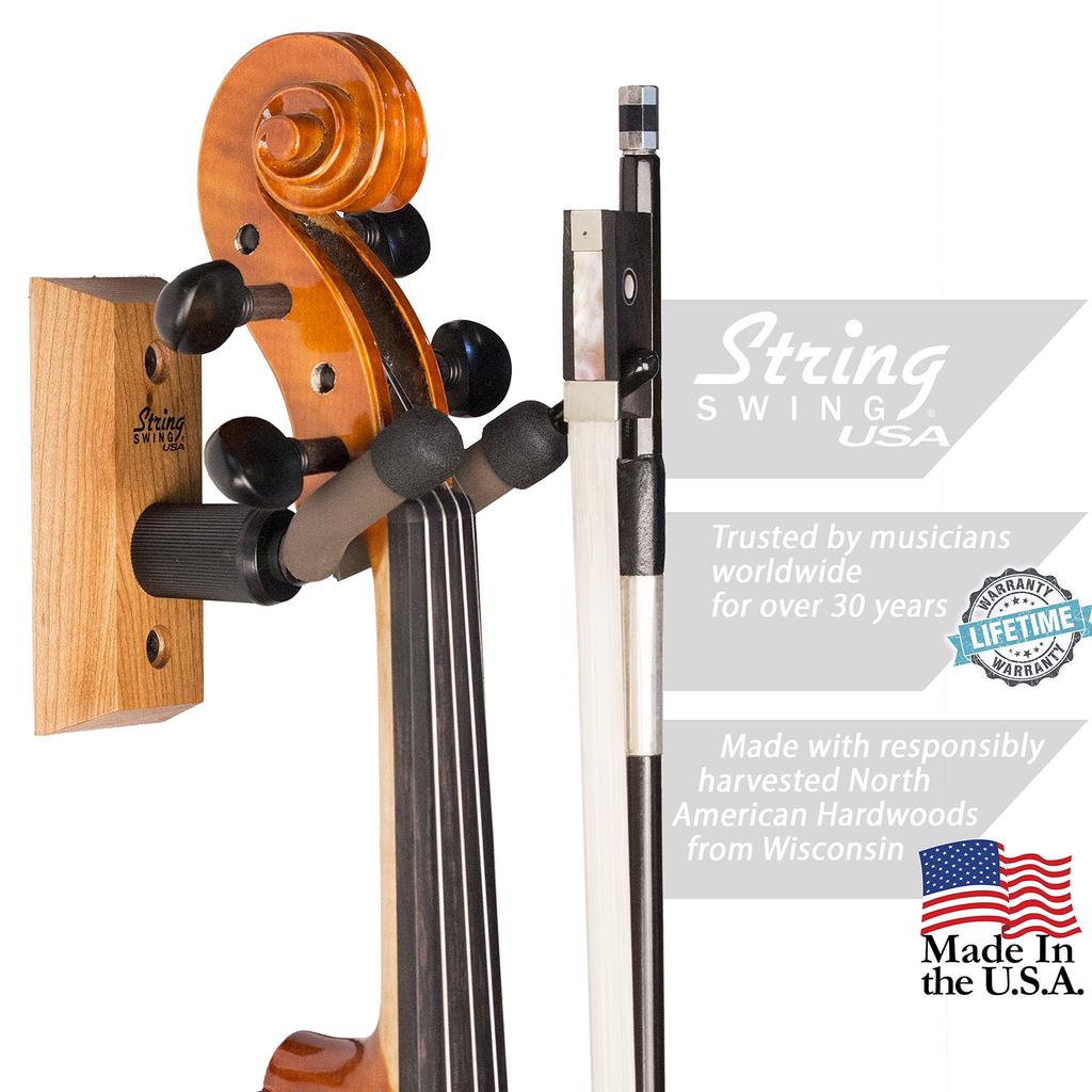 String Swing Home Studio Cherry Hardwood Violin Wall Hanger - CC01V-C &