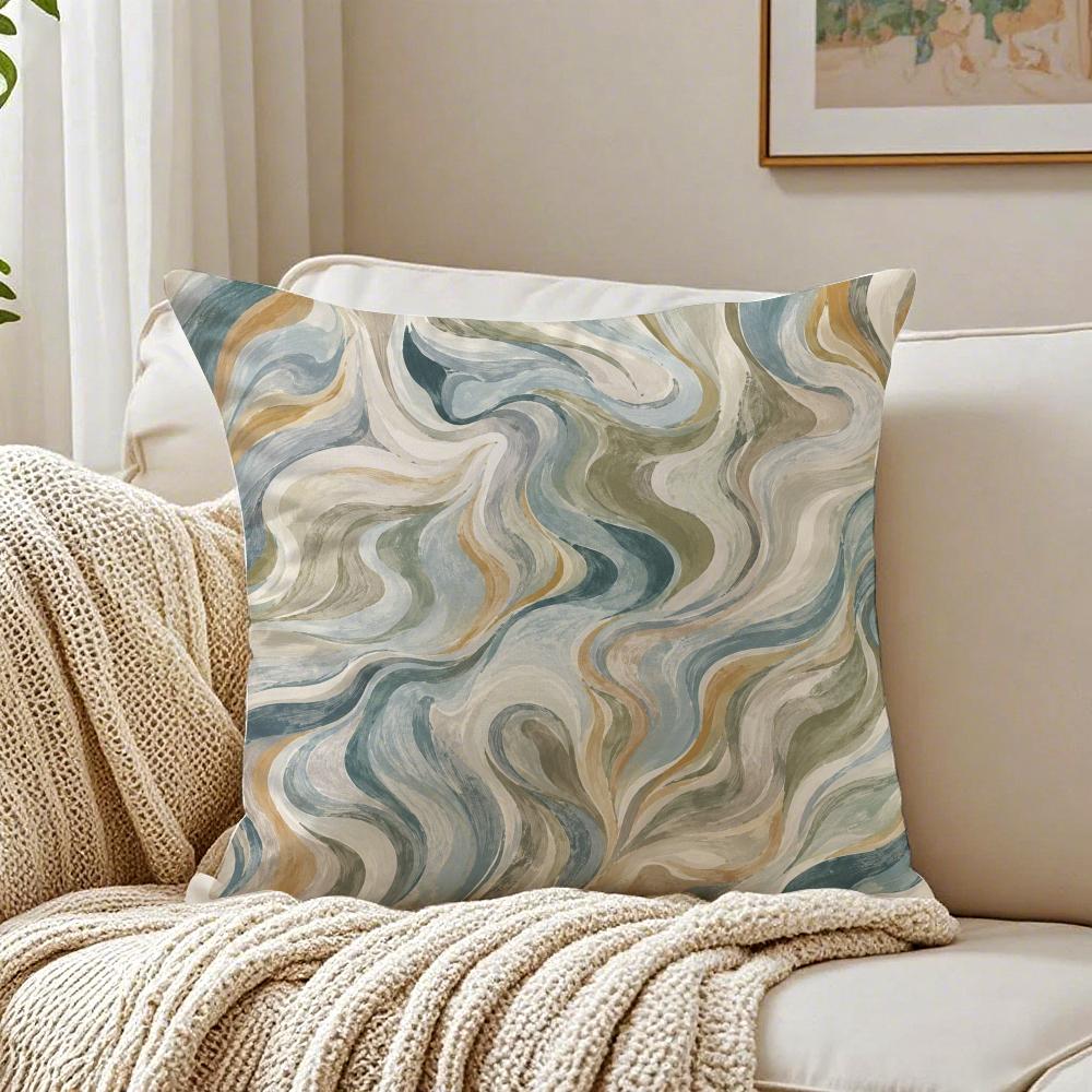 Sedona Blue Multicolored Stripe Pillow Case Breathable Organic Short Plush Cushion Covers WrinkleResistant Soft Durable