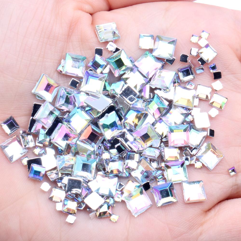 Hot Sale 4mm Acrylic Loose 10000pcs FlatBack Square Gems for Crafts Scrapbooking DIY Bags Clothes Nail Art Decoration