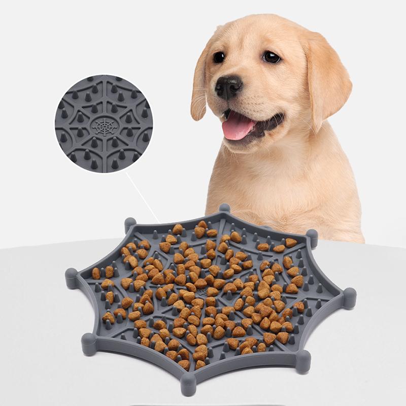 Polygonal Waterproof Silicone Pet Slow Food Mat Non-Slip Portable Keep Healthy Dog Bowl with Suction Cups Gamelle Pour Chien