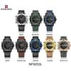 Naviforce Men's Leather Chronograph Quartz Watch Calendar Date 3ATM Waterproof Night Pattern Luminous Pointer Multifunctional Men's Watch NF9253L