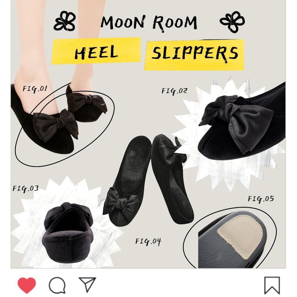 Portable Heeled Slippers with Storage Bag for Entrance and Class 4cm Heel to [MOON ROOM] Graduations, Ceremonies, Visits, (M (up approx. 23.5cm),
