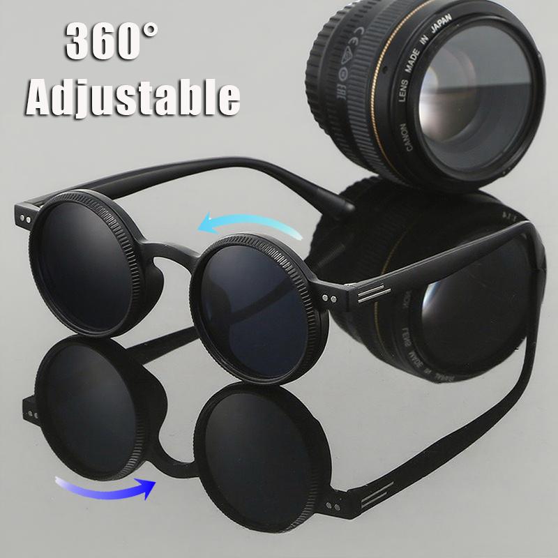 Yiran Health & Beauty Men's Round Frame 360° Rotating Adjustable Sunglasses Outdoor Uv400 Shades Eyewear Classic Popular Gentle Protective Glasses