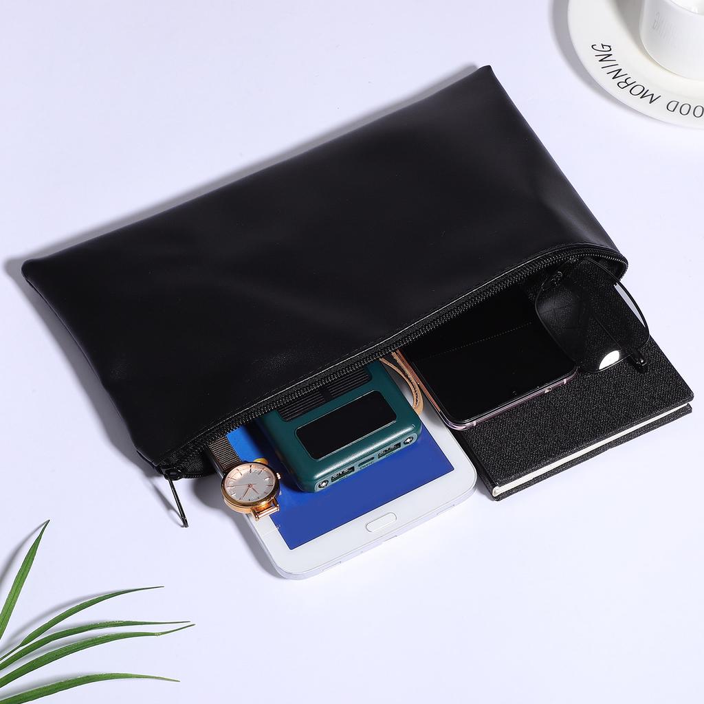 2Pcs Money Bag PU Textured Finish Heavy-Duty Zipper Cash Pouch for Checks Receipts Coins Travel Wallet Purse