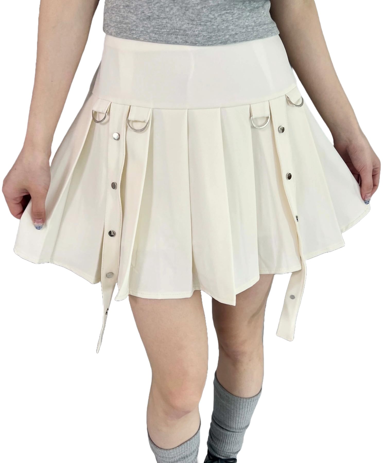 

WEGO PHILLY Studded Pleated White Skirt, Women s,