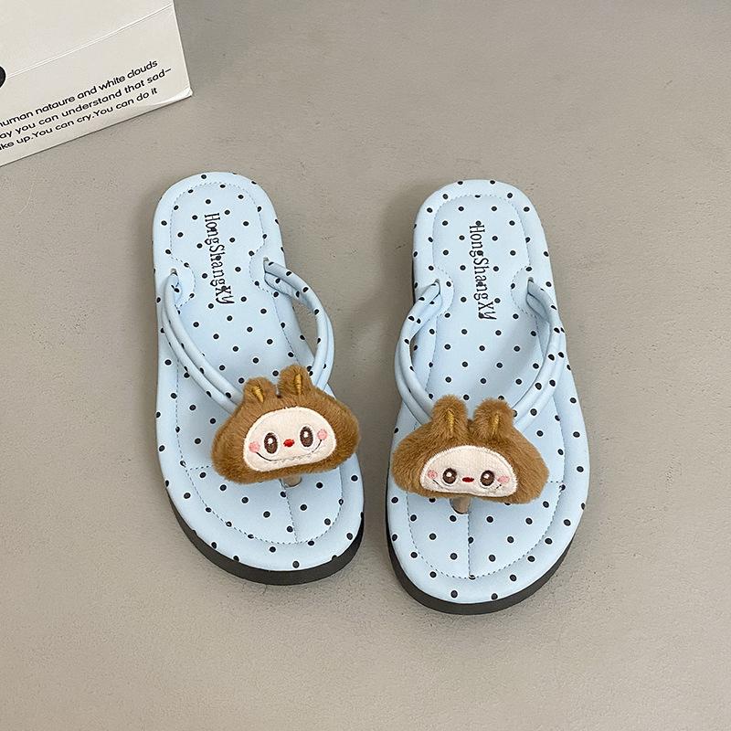 Fashion Flip-flops Women's New Cute Cartoon Wedge Heel Summer Wear 2025 Versatile High-end Foot Sandals