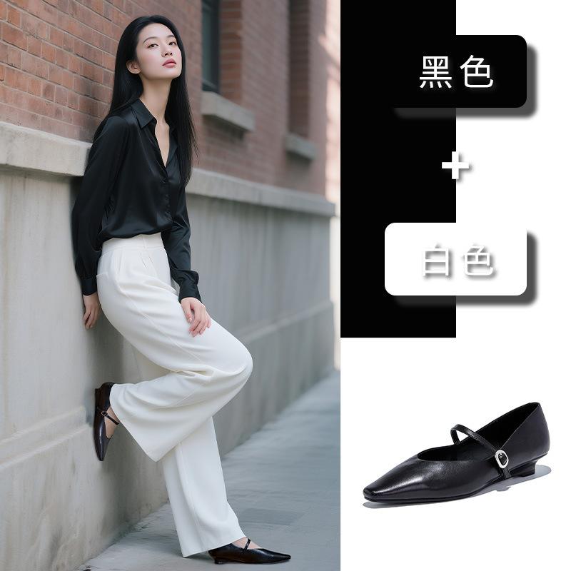 The first layer of sheepskin Mary Jane shoes 2025 autumn new shallow mouth not tired feet fashion shoes design sense niche women's shoes