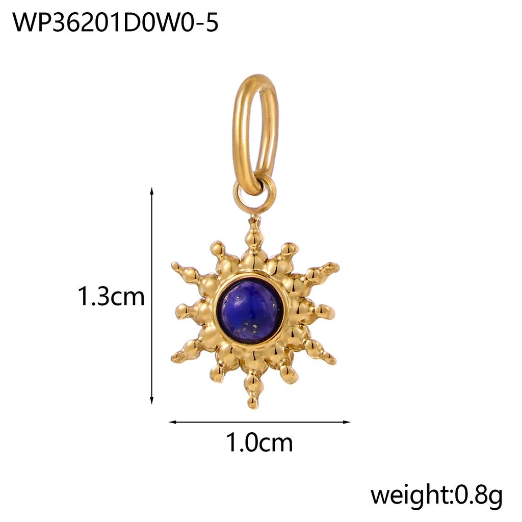 CARLIDANA Ins Style French Vintage Gold Color Sun Charms With Natural Stone Star Shine Stainless Steel DIY Fashion Jewelry