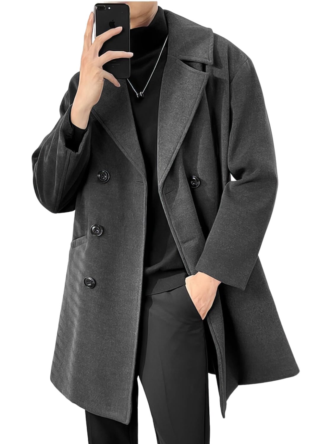 

Long Business Wool Plus Solid Long Cold Chesterfield Loose Oversized [foveitaa] Men s Coat, Coat, Autumn/Winter Clothes, Sizes, Color, Warm, Length,