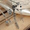 Chinese Style Butterfly Fan Tassel Hair Stick For Women Vintage Metal Hanfu Chopstick Hair Sticks Hair Accessories