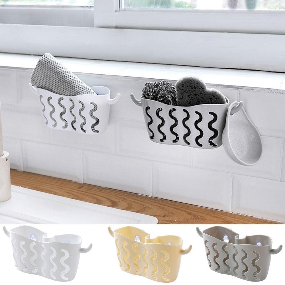 White/Beige/Grey Sink Drainage Basket Punch Free Strainer Storage Holder Bathroom