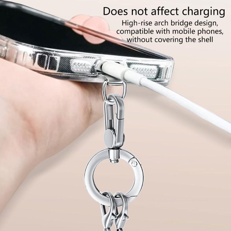 Metal Phone Lanyard Crossbody Chain With 360 Degree Rotating Clip And 120cm Adjustable Strap For Handsfree Carrying