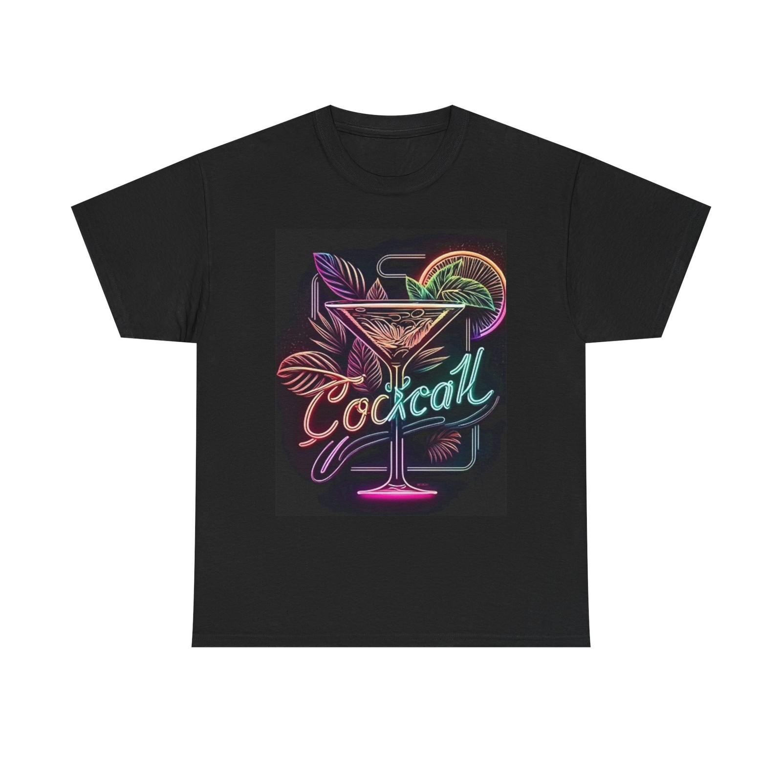 Neon Cocktail Graphic T Shirt Retro Miami Unisex Heavy Cotton Tee S