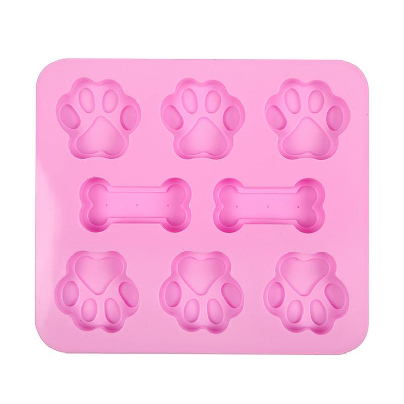 1Pc Dog Footprint Silicone Mold Bone Cookie Cutter Diy 3D Fondant Cat Paw Silicone Bakeware Molds Baking Accessories