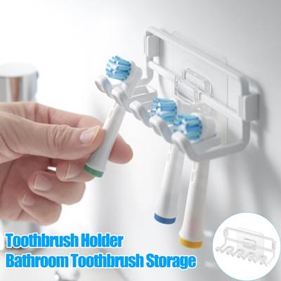 Electric Toothbrush Head Holder No Drilling Wall Mount Free Standing Bathroom Wall Countertop Toothbrush Head Organizer Storage Rack